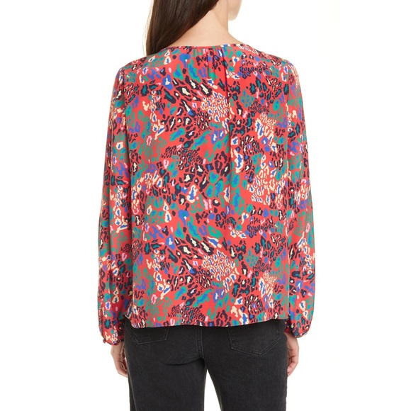Tanya Taylor Barbara Leopard Print Silk Red Top - Picture 4 of 6